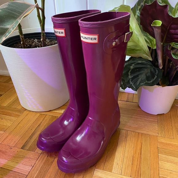 Hunter “original gloss” wellies/ rain boots ☔️ (magenta/purple) - Picture 1 of 9